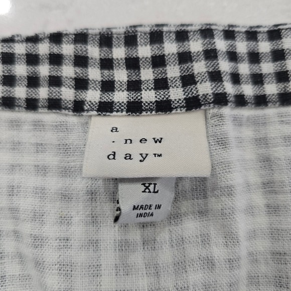 A New Day Gingham Linen Blend Tank Top Square Neck Coquette Picnic Aesthetic XL - Picture 5 of 5
